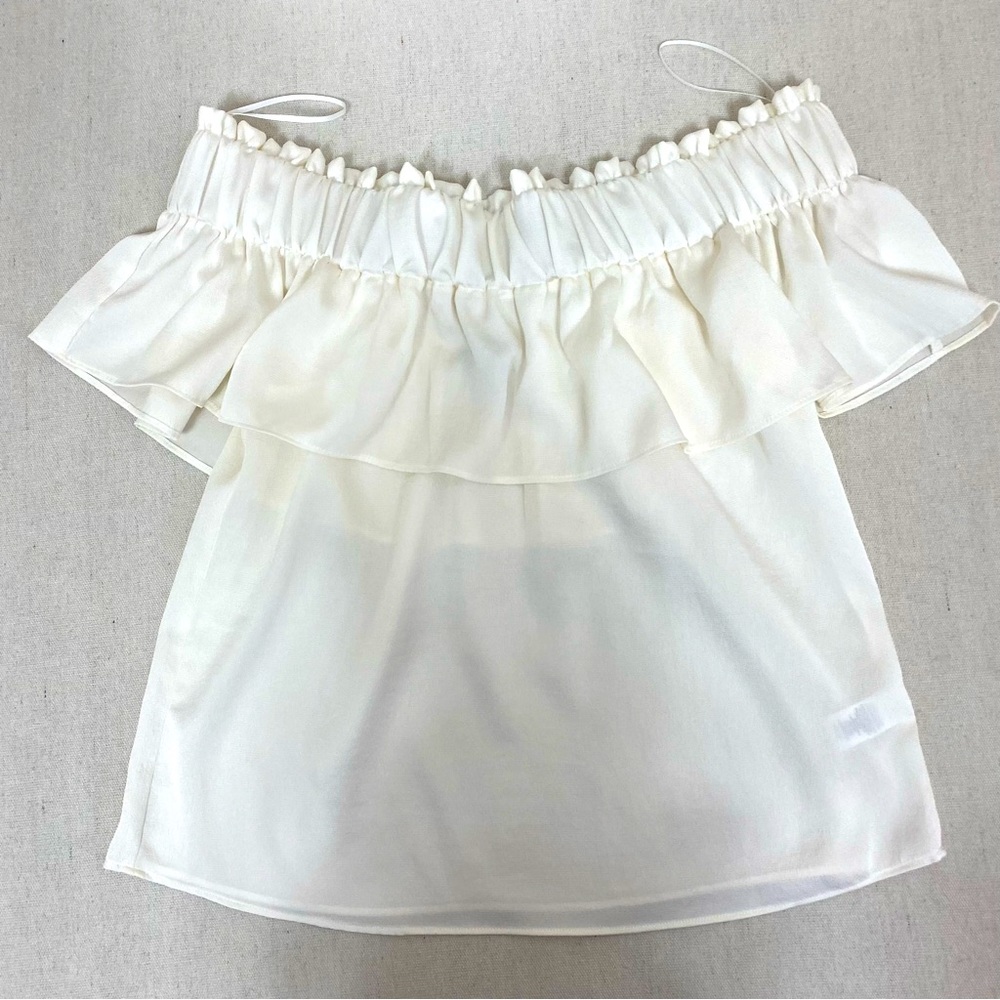 Express Ruffle Off The Shoulder White Top - Picture 2 of 9